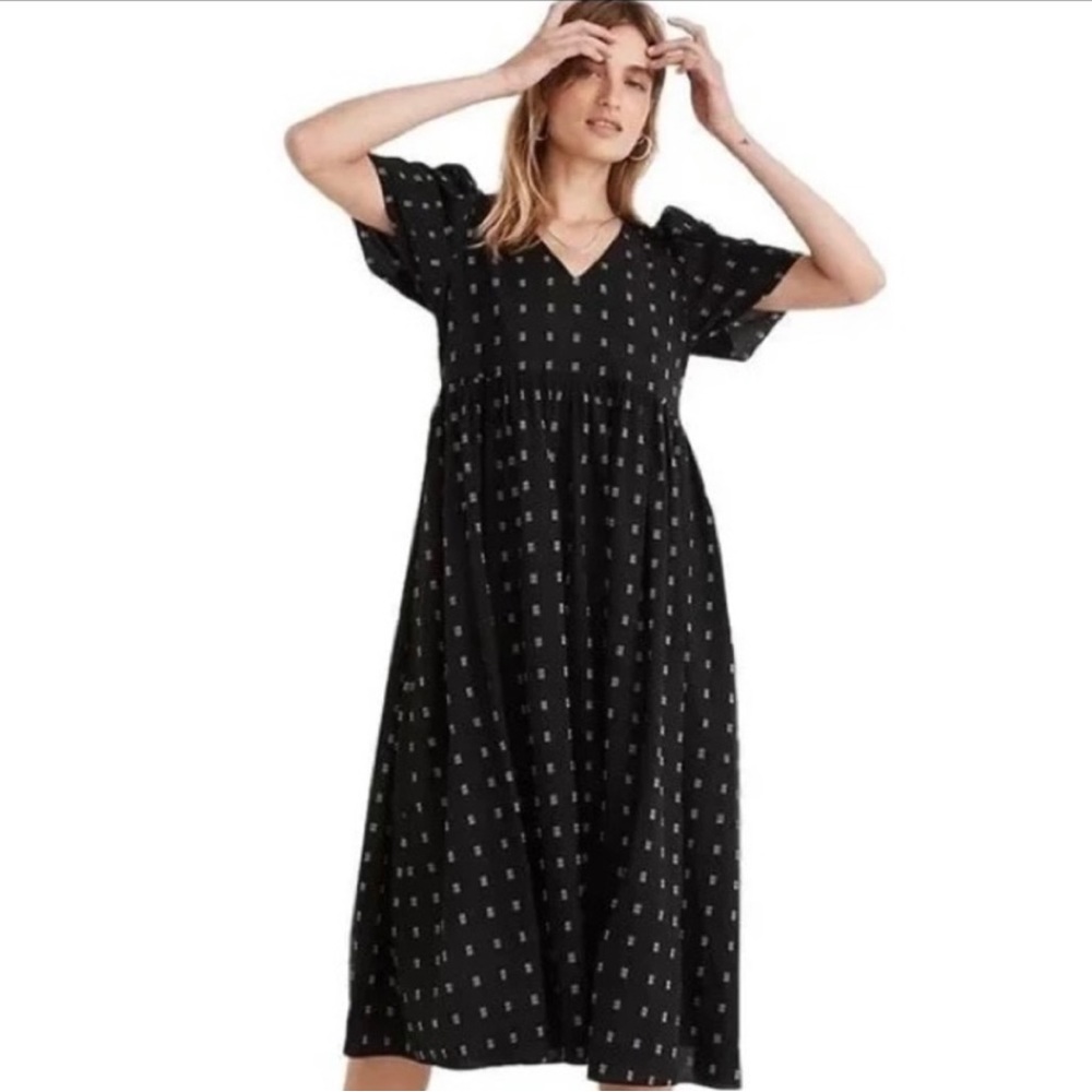 NWT Madewell Dobby Short Sleeve V-Neck Easy Midi Dress SOLD OUT XS